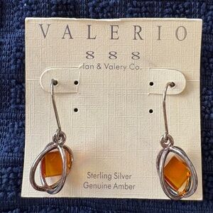 Sterling Silver and Amber Earrings